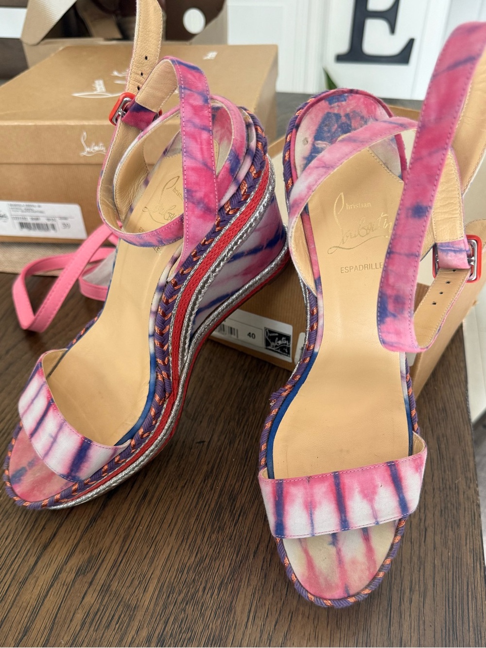 Christian Louboutin Pink and Purple DUPLICE 100 BAZIN Sandals 40